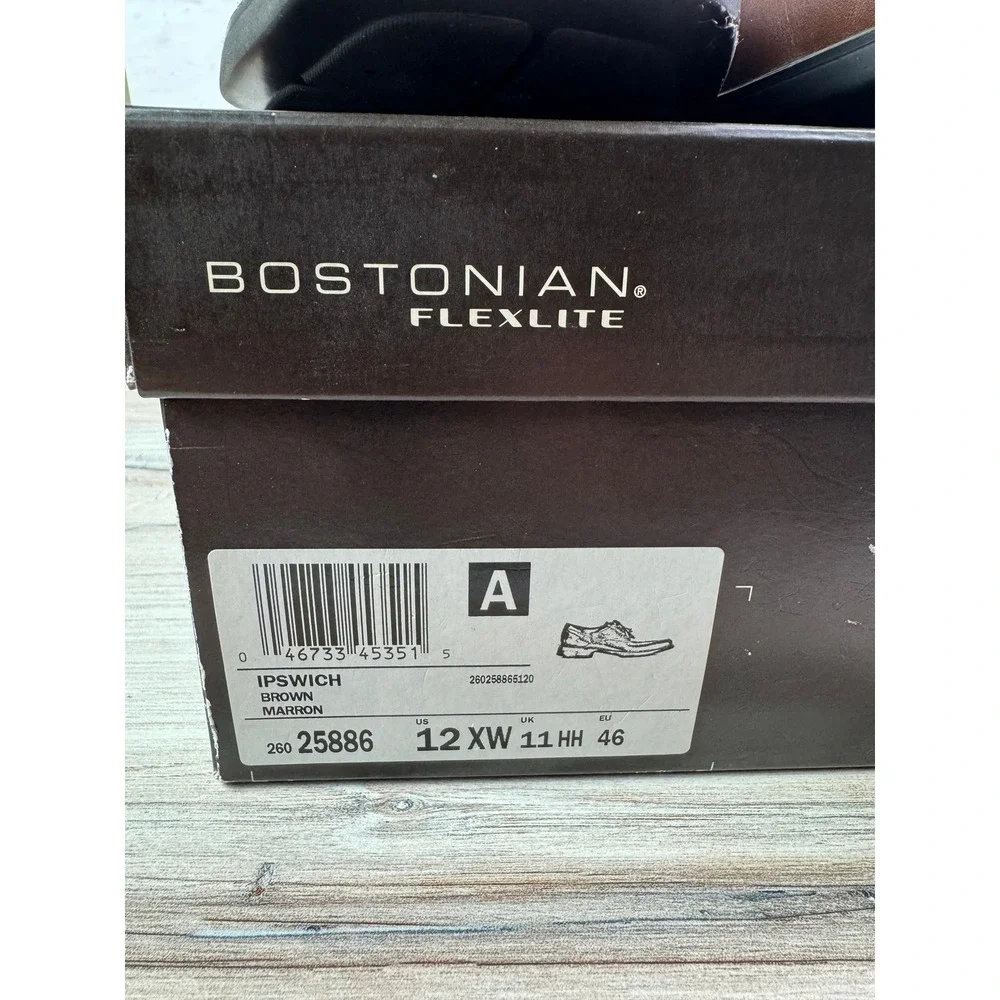 Bostonian Flexlite Ipswich Mens Brown Leather Bicycle Toe Dress Shoes 12 XW - Picture 8 of 8